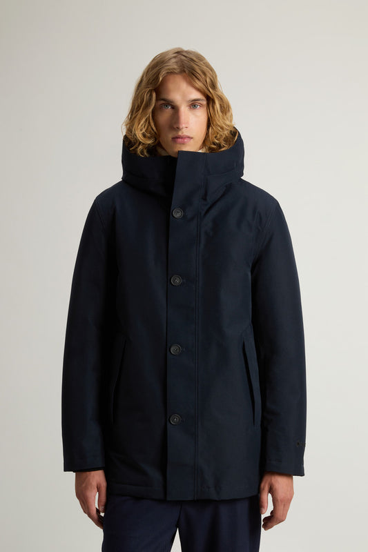 Waterproof Parka in Recycled Two-Layered GORE-TEX Fabric Melton Blue