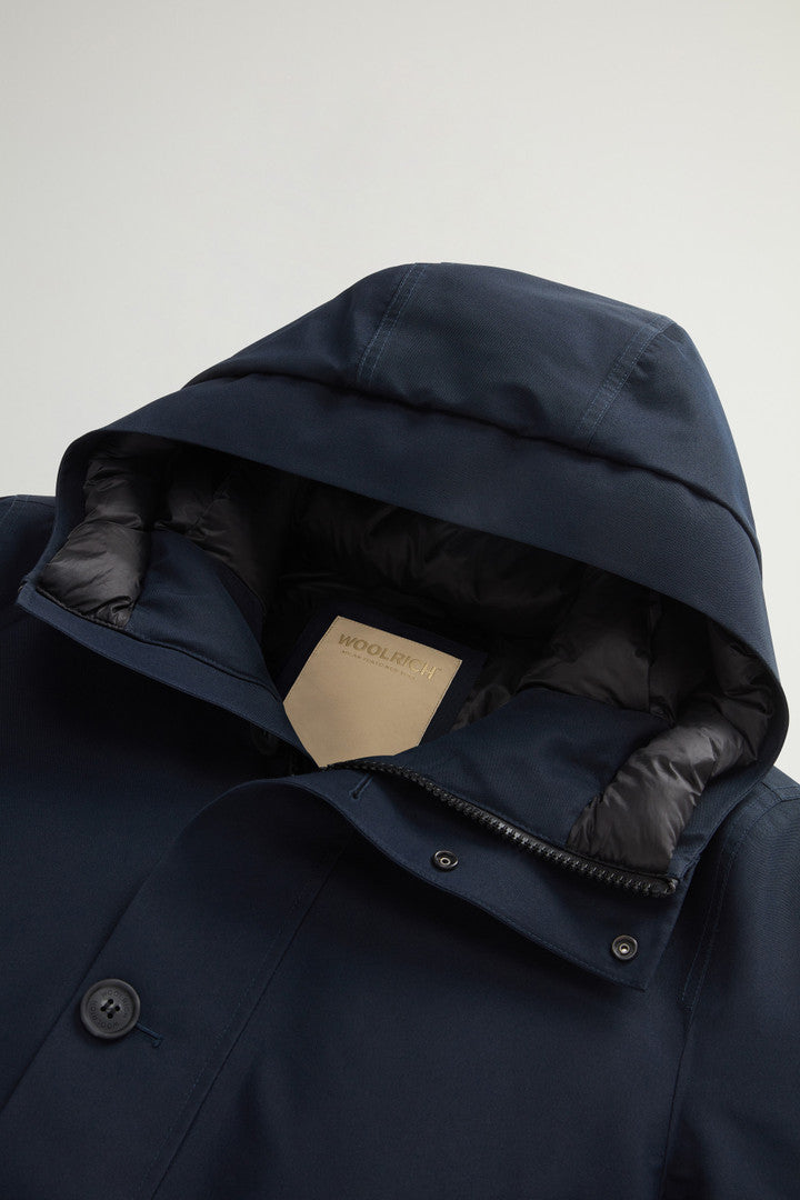 Waterproof Parka in Recycled Two-Layered GORE-TEX Fabric Melton Blue