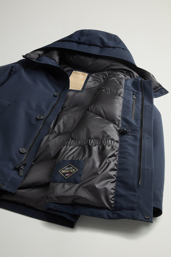 Waterproof Parka in Recycled Two-Layered GORE-TEX Fabric Melton Blue