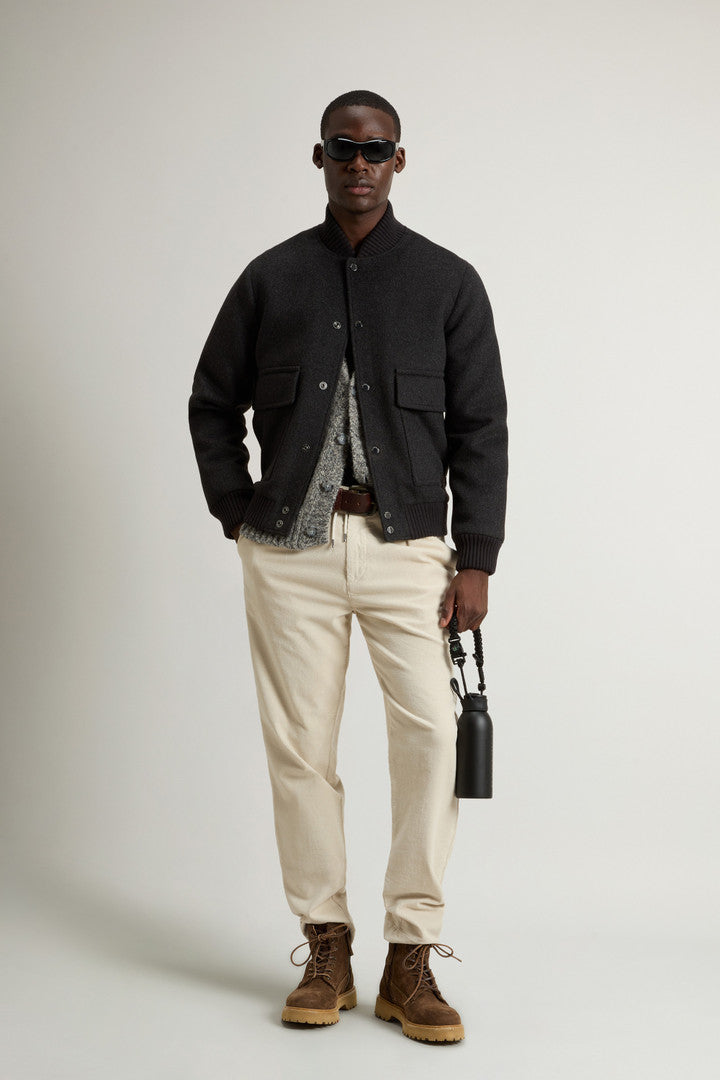 Miles Bomber Jacket in Wool Blend Dove Melange
