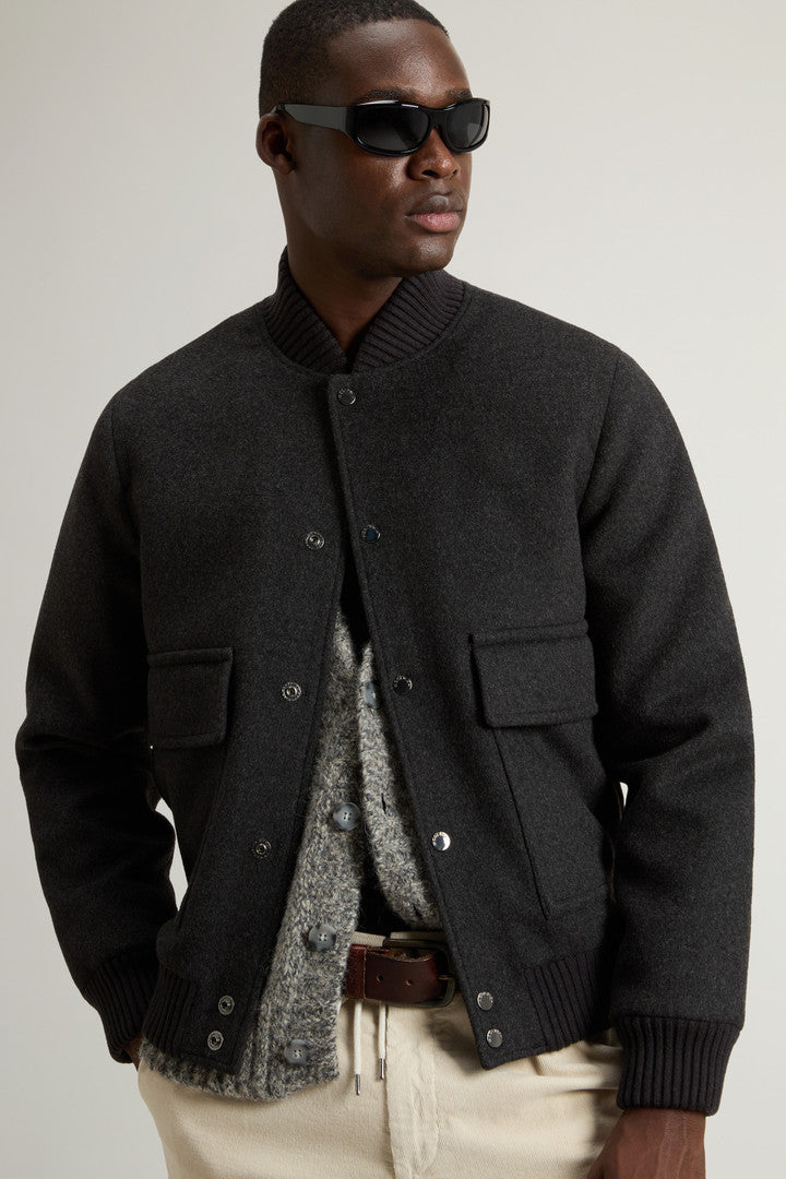 Miles Bomber Jacket in Wool Blend Dove Melange