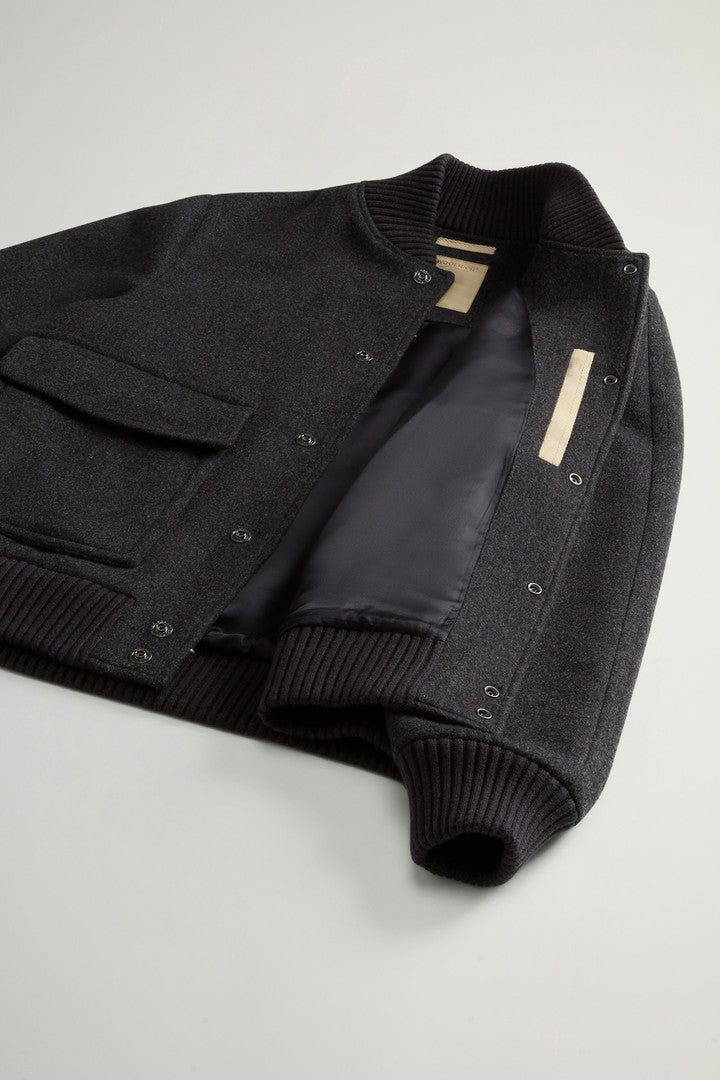 Miles Bomber Jacket in Wool Blend Dove Melange